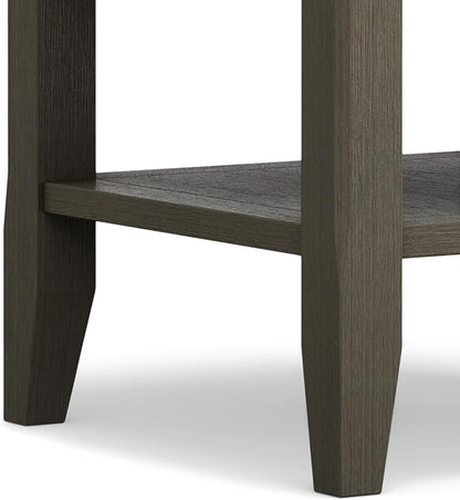 SIMPLIHOME Acadian SOLID WOOD 19 inch Wide Square Transitional End Table in Farmhouse Grey for the Living Room and Bedroom