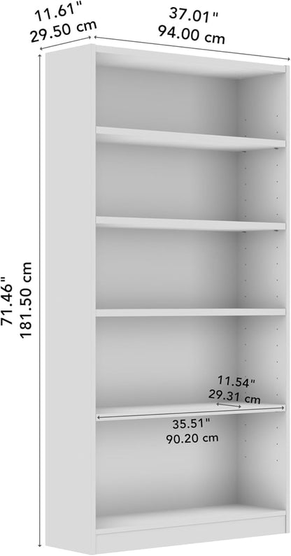 Bush Furniture Universal Tall 5 Shelf Bookcase in Black Walnut, Vertical Storage and Display Bookshelf for Home Office or Living Room Organization