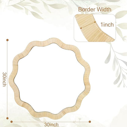 ULIKE Rattan Mirror for Wall, Bathroom 30 Inch Rustic Farmhouse Wall Decor with Handmade Wicker Frame, Boho Woven Mirror for Nursery Bedroom Living Room Entryway