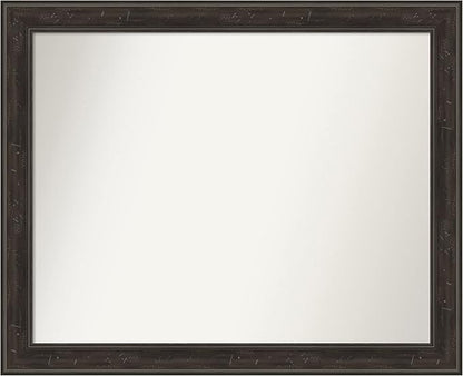 Amanti Art Brown Bathroom Mirror for Over Sink, 26x32 Shipwreck Greywash Narrow Rectangle Vanity Mirror, Large Traditional Frame, Hangs Horizonally and Vertically, Bathroom Wall Decor, Non-Beveled