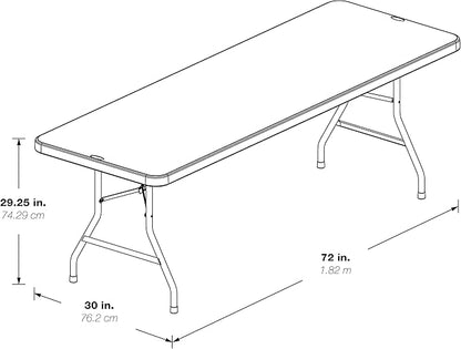 Office Star Resin Multipurpose Rectangle Folding Table for Indoor or Outdoor Use, 6 Feet Light Gray