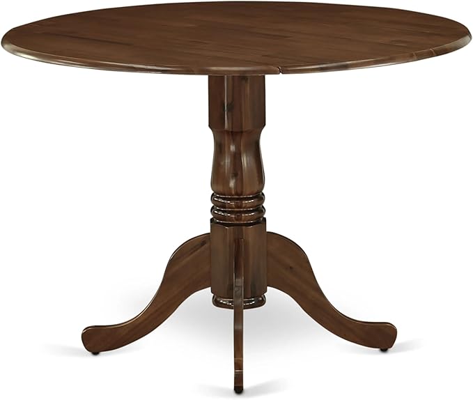 East West Furniture DLAS3-AWA-27 3 Piece Mid Century Modern Dining Set contain A Wood Table and 2 Light Gray Polyester Fabric Mid Century Modern Dining Chairs, Antique Walnut