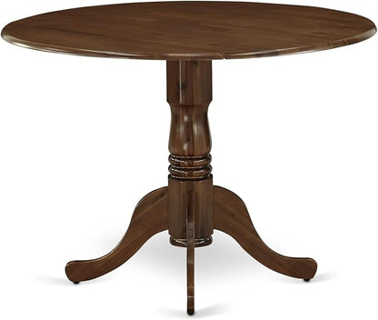 East West Furniture DLAS3-AWA-08 3 Piece Dinner Table Set Includes A Mid Century Modern Table and 2 Mist Beige Polyester Fabric Dinning Chairs, Antique Walnut