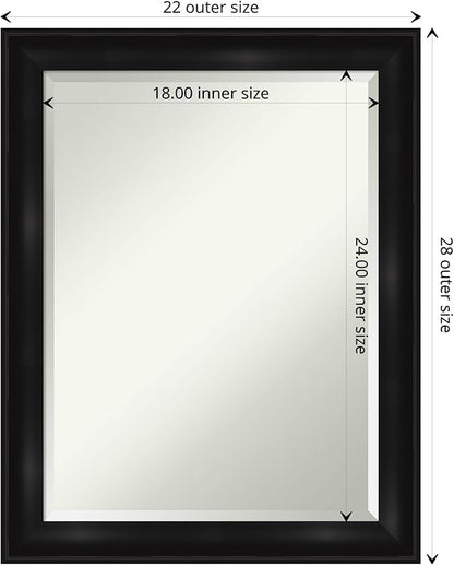 Amanti Art Black Bathroom Mirror for Over Sink, 28x22 Grand Black Narrow Rectangle Vanity Mirror, Medium Casual Frame, Hangs Horizonally and Vertically, Bathroom Wall Decor, Beveled Edge