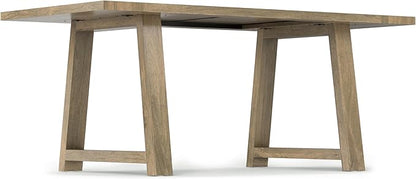 SIMPLIHOME Whitley Dining Table - 72 inch Wide Solid Mango Rectangular Kitchen Table with Trestle Base in Grey Wash, Modern Farmhouse Style for Dining Room or Family Room, Seats 6