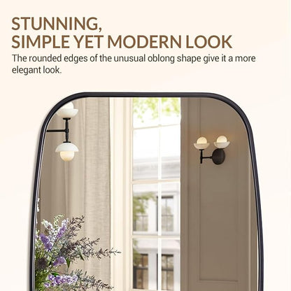 ANDY STAR Black Oval Mirrors for Bathroom, 24x36 Inch Oblong Bathroom Mirrors for Over Sink, Modern Metal Vanity Mirror, Non-Rusting SUS304 Metal Tube Frame Rounded Rectangle Mirror
