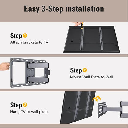 Mounting Dream TV Wall Mount for 32-65 Inch Television,Mount with Swivel and Tilt, Full Motion Bracket with Articulating Dual Arms, Fits 16inch Studs, Max VESA 400X400 mm, 99lbs, MD2581