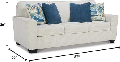 Signature Design by Ashley Cashton Casual 2-in-1 Sofa Sleeper with Folding Gel Memory Foam Mattress, Queen, White