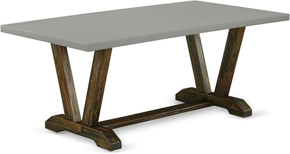 East West Furniture V797VE703-9 9 Piece Dining Room Table Set Includes a Rectangle Kitchen Table with V-Legs and 8 Brown Linen Fabric Parsons Dining Chairs, 40x72 Inch, Multi-Color