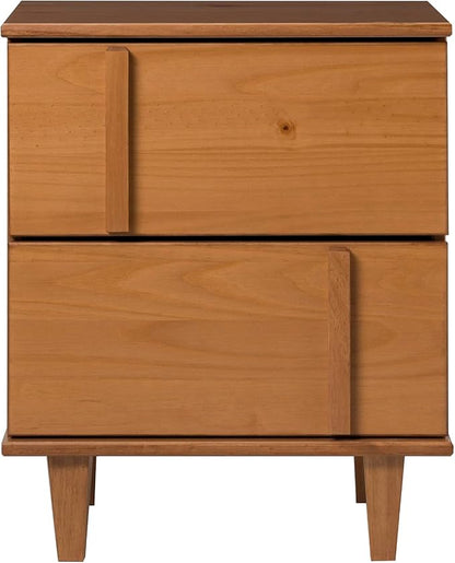 Walker Edison Sprague Contemporary Detailed Drawer Solid Wood Nightstand, 20 Inch, Caramel