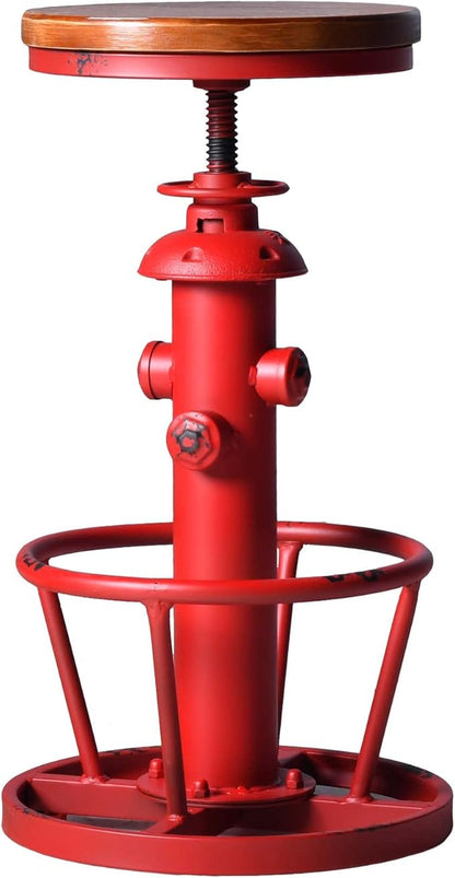 Topower Antique Industrial Round Bottom Adjustable Height Cafe Coffee Retro Vintage Stylish Water Pipe Design Pub Kitchen Bar Stool Antique Red