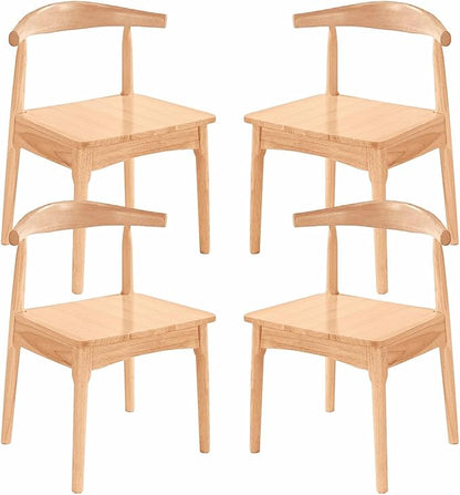 DELAVIN 4pcs Solid Wood Dining Chairs, Kitchen Chairs with Solid Oak Wood Legs, Farmhouse Style High Ladder Back Dining Room Chairs, Burlywood