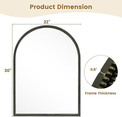 WallBeyond Black Vintage Mirror for Vanity 22x30 Inch, Gold Antique Mirror with Ornate Beaded Frame for Bathroom, Living Room, Fireplace, Entryway
