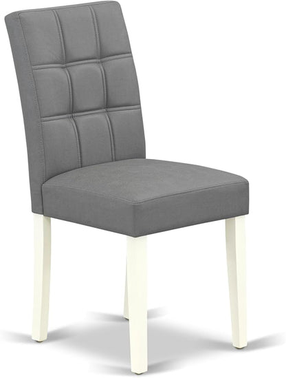 East West Furniture ANAS5-LWH-41 5 Piece Dining Table Set contain A Dinner Table and 4 Platinum Gray Polyester Fabric Kitchen Chairs with Stylish Back- Linen White Finish