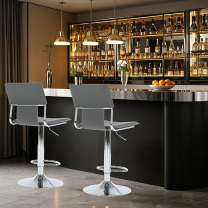 Sidanli Grey Bar Height Chairs, Swivel Barstools with High Backrest, Bar Stools Set of 2 for Kitchen Counter, Coffee Bar, Breakfast Countertop