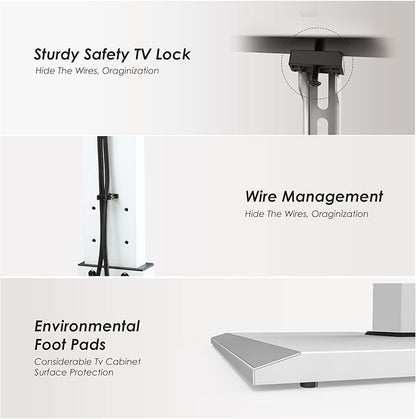 FITUEYES Iron Base Floor TV Stand with 60 Degree Swivel Universal Stand for 32-65 inch TVs up to 88lbs with Height Adjustable Mount and Wire Management