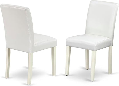 East West Furniture CAAB7-LWH-64 7 Piece Kitchen Table & Chairs Set Consist of a Rectangle Dining Room Table and 6 White Faux Leather Parsons Dining Chairs, 36x60 Inch, Linen White