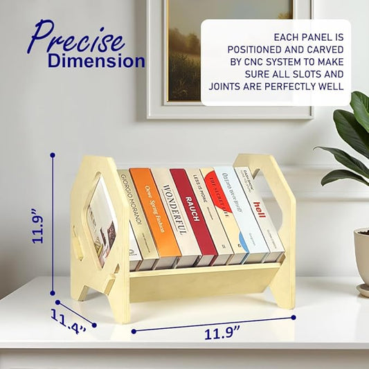 Desktop Bookshelf, Stackable Book Organizer with Handle, Storage Rack for CD/Magazine/File Folder, Portable Small Bookshelf for Study, Living Room, Kid's Room, No Nails, Medium Size