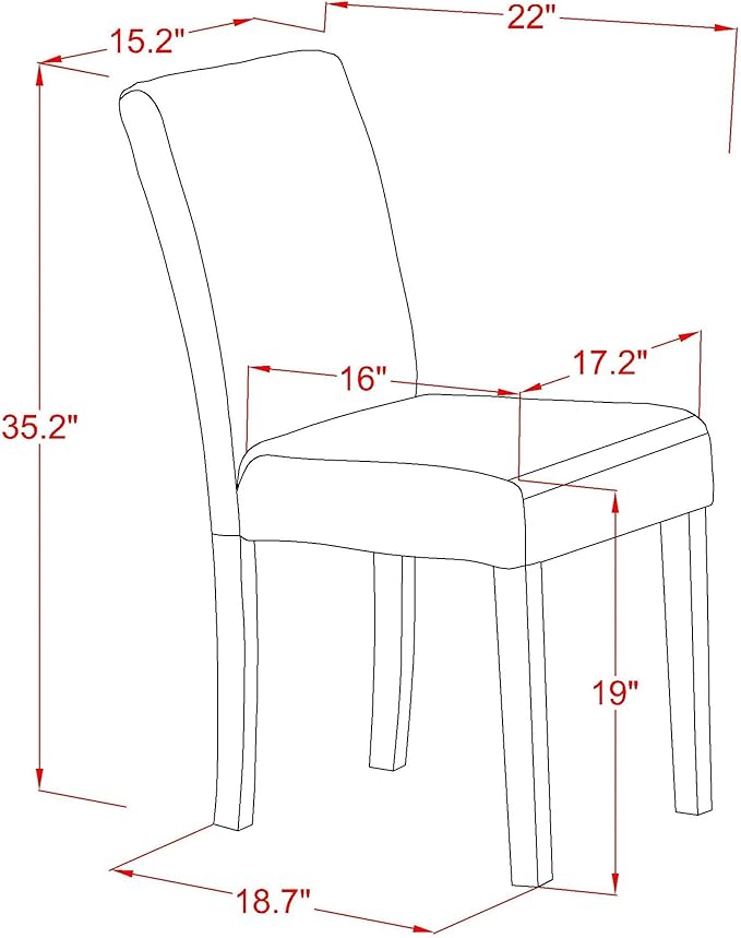 East West Furniture CAAB5-MAH-18 5 Piece Modern Dining Table Set Includes a Rectangle Wooden Table and 4 Coffee Linen Fabric Upholstered Parson Chairs, 36x60 Inch, Mahogany