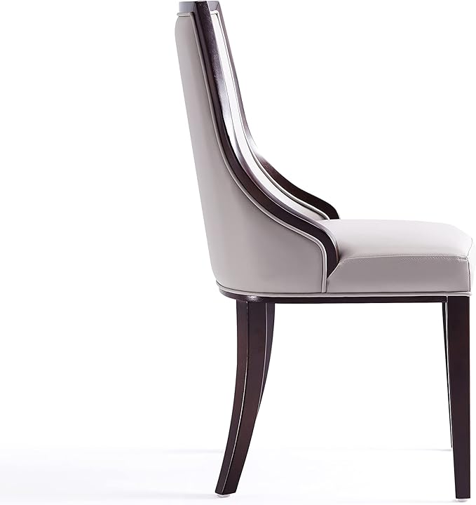 Manhattan Comfort Grand Faux Leather 8-Piece Dining Chairs in Light Grey