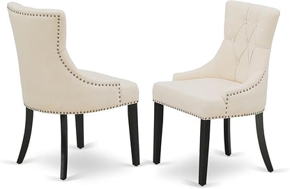 East West Furniture V696FR102-6 6 Piece Dining Set Contains a Rectangle Dining Room Table with V-Legs and 4 Light Beige Linen Fabric Upholstered Chairs with a Bench, 36x60 Inch, Multi-Color