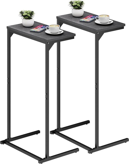 TUTOTAK C Shaped End Table, Small Side Table, Set of 2, 28.7 inch Tall Couch Table, Sofa Table, Living Room, Bed Room, Black TB01BK0712
