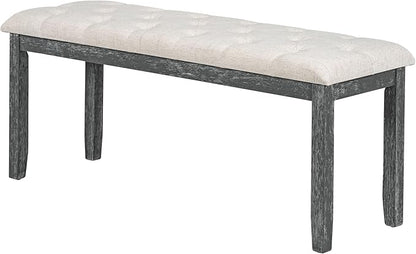 Ball & Cast 6-Piece Dining Table Set, 60" Rectangular Dining Table with 4 Upholstered Chairs & 1 Bench for Dining Room and Kitchen Gray Wash