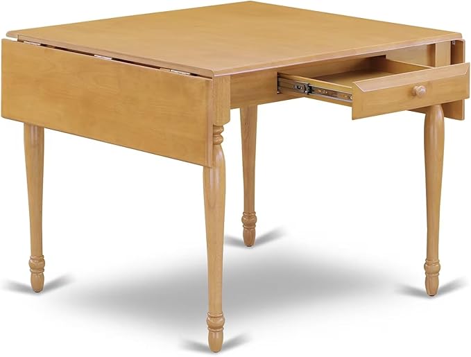East West Furniture MZAN3-OAK-W 3 Piece Dining Table Set for Small Spaces Contains a Rectangle Dining Room Table with Dropleaf and 2 Wood Seat Chairs, 36x54 Inch, Oak