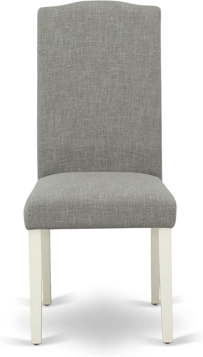 East West Furniture V097EN206-5 5 Piece Dining Table Set Includes a Rectangle Dining Room Table with V-Legs and 4 Dark Shitake Linen Fabric Upholstered Chairs, 40x72 Inch, Multi-Color
