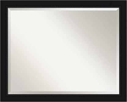 Amanti Art Black Bathroom Mirror for Over Sink, 25x31 Avon Black Rectangle Vanity Mirror, Large Casual Frame, Hangs Horizonally and Vertically, Bathroom Wall Decor, Beveled Edge
