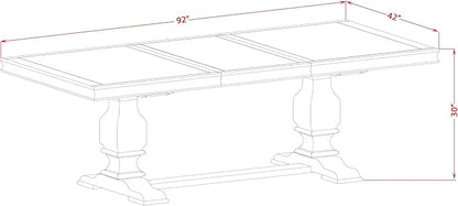 LKMA9-AWA-36 9 Pieces Dining Table Set Includes a Rectangular Dining Table and 8 Light Beige Polyester Fabric Dining Room Chairs, Antique Walnut Finish