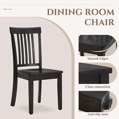 COLAMY Wooden Dining Chairs Set of 6, Spindle High Back Windsor Kitchen Side Chair, Farmhouse Dining Chairs for Kitchen and Dining Room, Dark Brown