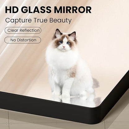 20X30 Inch Black Bathroom Mirror, Black Metal Framed Mirror for Wall, Rounded Rectangle Matte Bathroom Vanity Mirror with Tempered Glass, Anti-Rust, Horizontal/Vertical