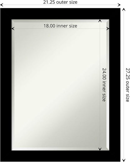 Amanti Art Black Bathroom Mirror for Over Sink, 28x22 Brushed Black Rectangle Vanity Mirror, Medium Modern Contemporary Frame, Hangs Horizonally and Vertically, Bathroom Wall Decor, Beveled Edge