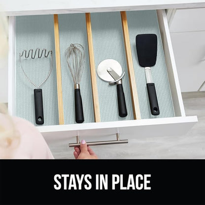 GORILLA GRIP powerGRIP Drawer Shelf and Cabinet Liner, Thick Strong Hold, Non-Adhesive Liners Protect Kitchen Cabinets and Cupboard, Bathroom Drawers, Easy Install, Breathable Mat, 12" x30', Spa Blue