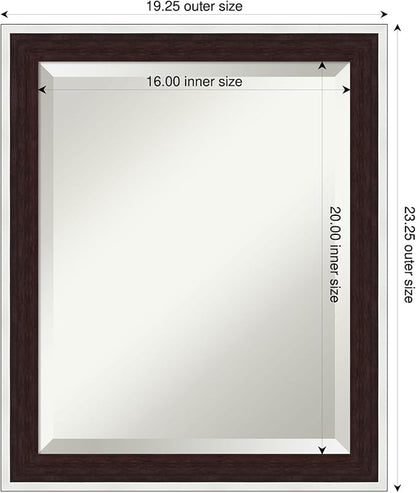 Amanti Art Wall Mirror 23x19 Maya Espresso Silver Rectangle Bathroom Mirror for Wall Decor Living Room, Small Modern Contemporary Frame, Hangs Horizonally and Vertically, Bathroom Decor, Beveled Edge