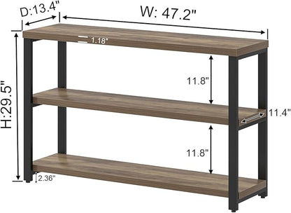 EXCEFUR Modern Sofa Table Behind Couch, Console Table with 3 Tier Shelves, Foyer Tables for Living Room Entryway Hallway, Rustic Oak