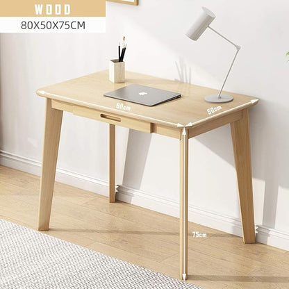 IOTXY Solid Wood Writing Desk - Home Office Workbench Desk with Drawer, Laptop Computer Work Study Table