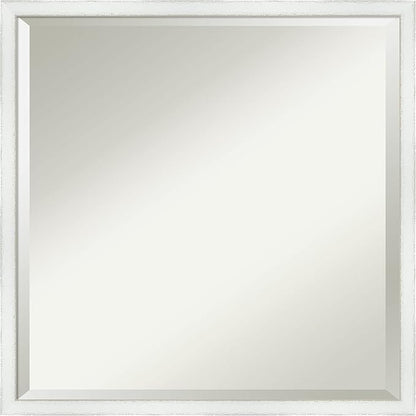 Amanti Art White Bathroom Mirror for Over Sink, 21x21 Breeze Distressed White Square Vanity Mirror, Medium Country Rustic Wood Frame, Hangs Horizonally and Vertically, Bathroom Wall Decor, Beveled