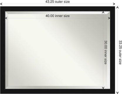 Amanti Art Black Bathroom Mirror for Over Sink, 33x43 Avon Black Rectangle Vanity Mirror, X-Large Casual Frame, Hangs Horizonally and Vertically, Bathroom Wall Decor, Beveled Edge