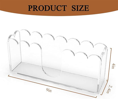LUGUNU Clear Acrylic Napkin Holder – Scalloped Tray for Bathroom, Kitchen, Dining Room – Stylish Guest Hand Towel & Disposable Paper Holder for Weddings, Hotels, and Home Decor (9x2.4x4 inch)