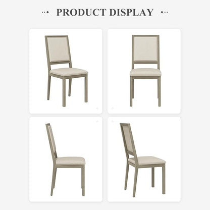 COLAMY Wood Dining Chairs Set of 2, Mid Century Modern Upholstered Kitchen Chairs,19 Inch Fabric Dining Chair with Back for Kitchen Dining Room,Grey