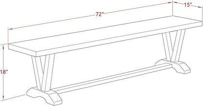 East West Furniture V697EL635-6 6 Piece Dining Table Set Contains a Rectangle Dining Room Table with V-Legs and 4 Doeskin Linen Fabric Parson Chairs with a Bench, 40x72 Inch, Multi-Color