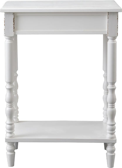 SOFE White Wood End Table, Modern Living Room Side Table, Sofa Couch Table Bedside Table, Narrow Nightstand for Bedroom, Suit for Small Space
