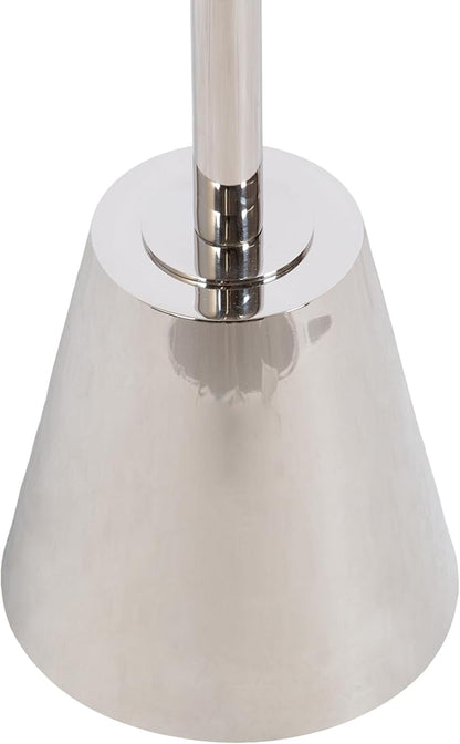 Kate and Laurel Tira Elegant Round Drink Table, 10 x 22, White Marble and Silver, Modern Glam Circle Martini Table for Use as a Small Bedroom Nightstand or Living Room Plant Stand Option