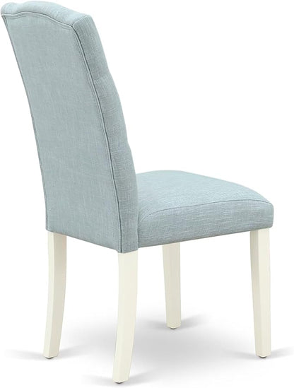 East West Furniture V097CE215-5 5 Piece Dining Table Set for 4 Includes a Rectangle Kitchen Table with V-Legs and 4 Baby Blue Linen Fabric Upholstered Chairs, 40x72 Inch, Multi-Color