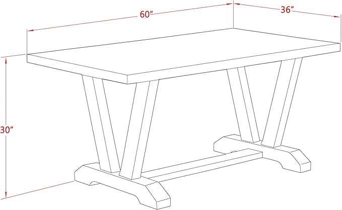 East West Furniture V676DR124-5 5 Piece Dinette Set for 4 Includes a Rectangle Dining Table with V-Legs and 4 Black Color Linen Fabric Parson Dining Room Chairs, 36x60 Inch, Multi-Color