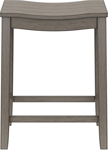 Hillsdale Fiddler Wood Backless Counter Height Stool with Saddle-Style Seat, Aged Gray