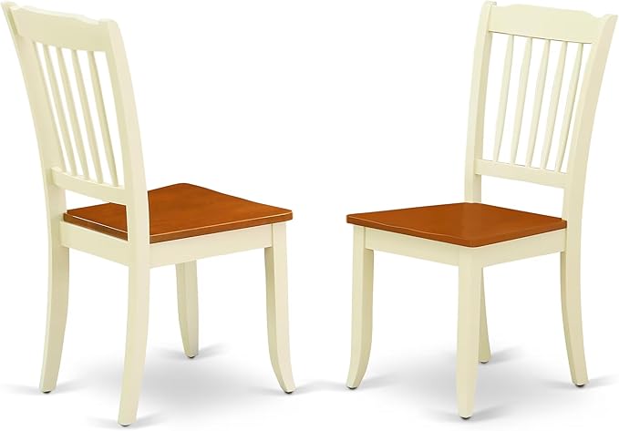 East West Furniture MZDA3-WHI-W 3 Piece Dining Table Set for Small Spaces Contains a Rectangle Dining Room Table with Dropleaf and 2 Wooden Seat Chairs, 36x54 Inch, Buttermilk & Cherry
