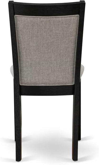 East West Furniture V677MZ606-5 5 Piece Kitchen Table & Chairs Set Includes a Rectangle Dining Room Table with V-Legs and 4 Shitake Linen Fabric Upholstered Chairs, 40x72 Inch, Multi-Color